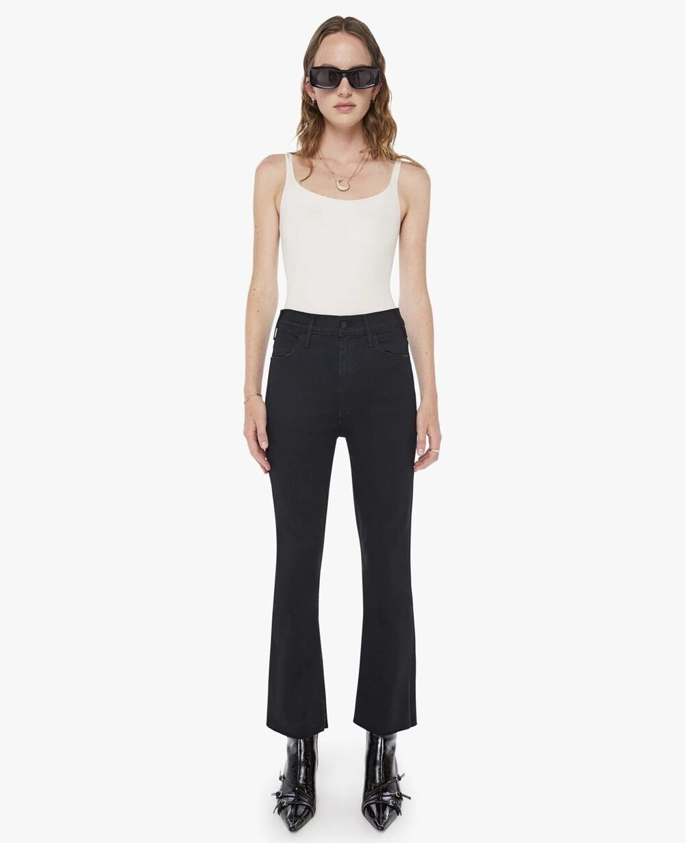 Mother Denim Black High Rise Hustler Ankle Fray Jeans Not Guilty - 27